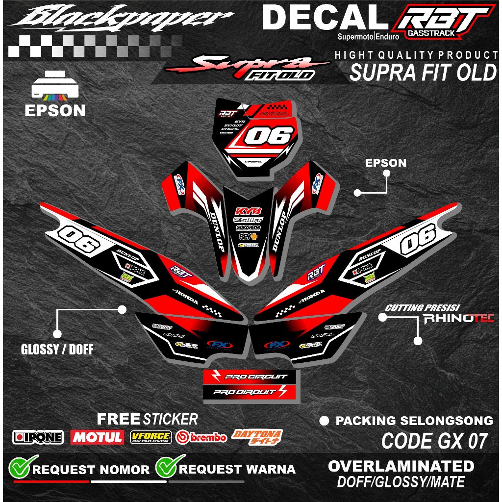 Jual STRIPING DECAL RBT SUPRA FIT OLD MOTIF TERBARU SUDAH CUTTING HIGH ...