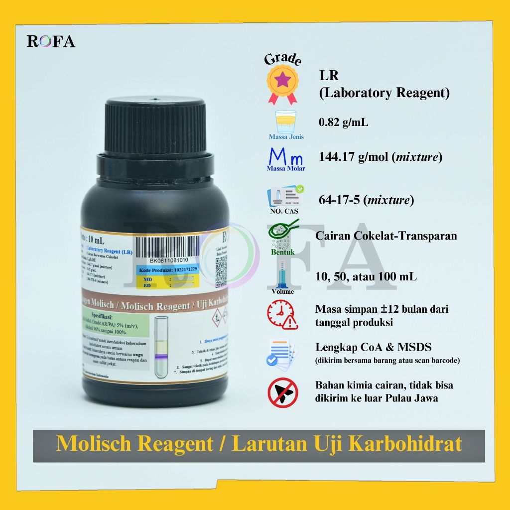 Jual ROFA Reagen Molisch / Molisch Reagent / Larutan Alfa Naftol ...