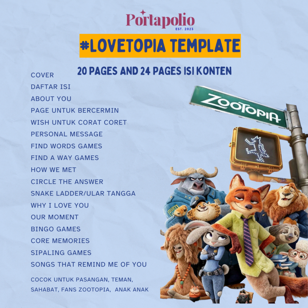 Jual CUSTOM MAJALAH BY PORTAPOLIO KADO UNIK - TEMPLATE ZOOTOPIA ...