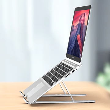 Laptop Stand Holder Portable Lipat Full Alumunium 6 Ketinggian Dudukan Pendingin Laptop Ringan