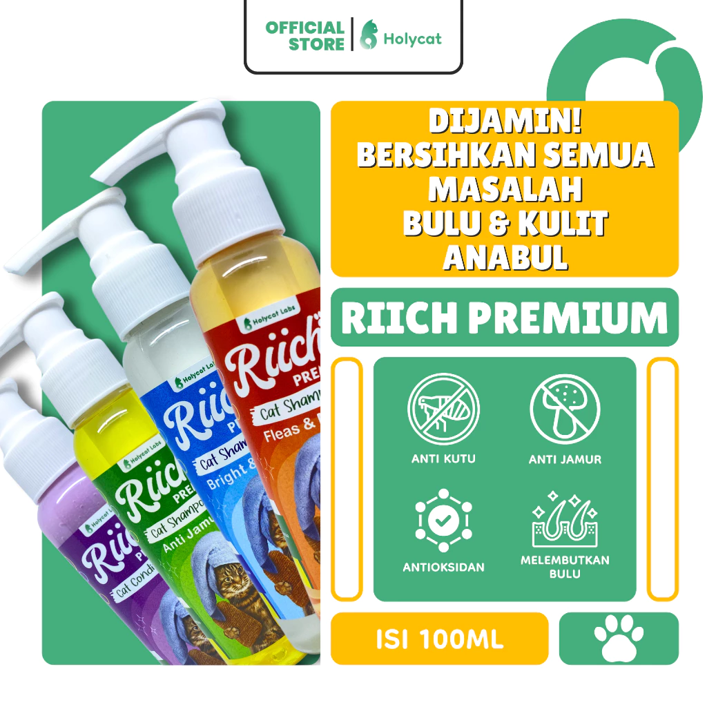 Holycatlabs Riich Shampo Kucing Anti Kutu Jamur isi 100ml