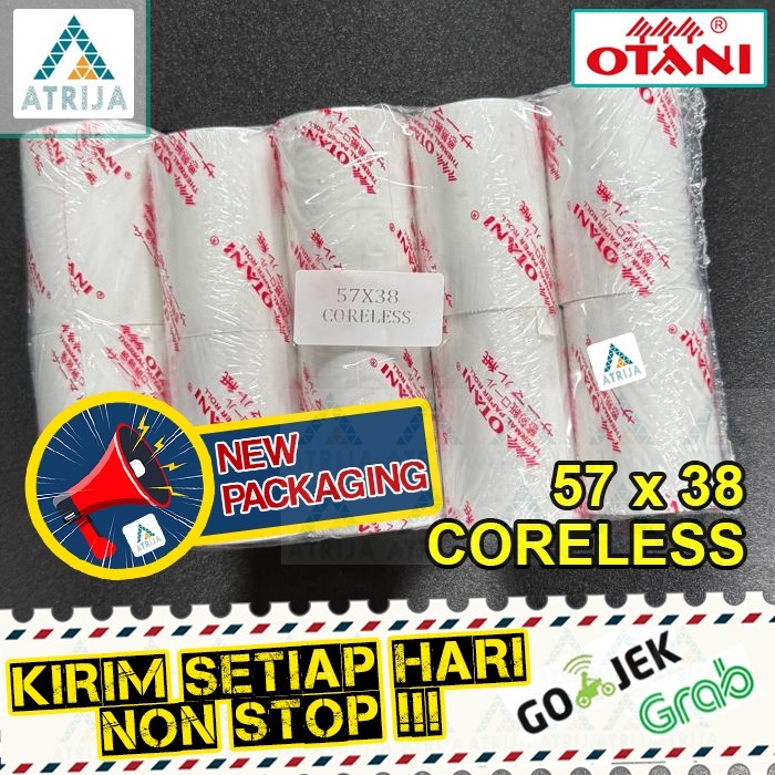 Jual CORELESS Thermal Paper Roll OTANI Black 57x38. Kertas Thermal ...