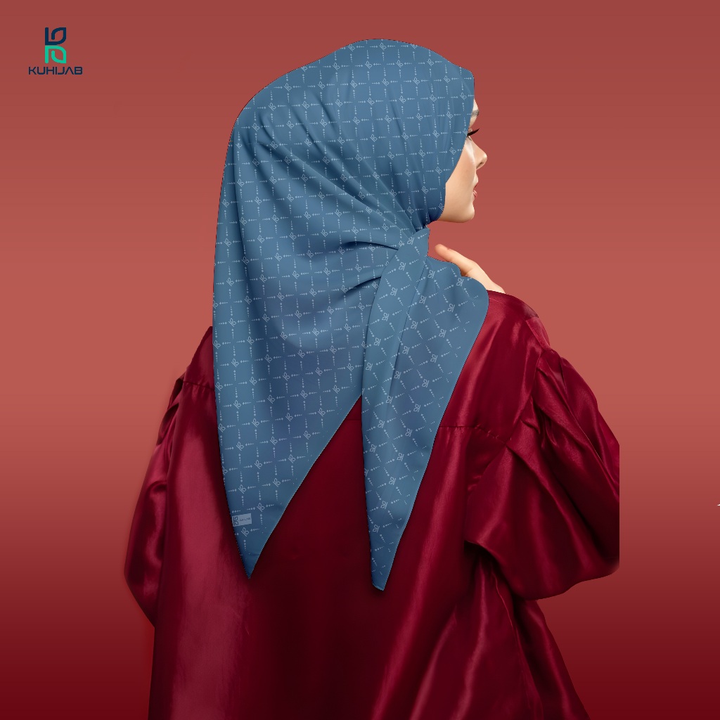 KUHIJAB Monogram Series Jilbab Motif Floral Kerudung Segi Empat Hijab Scarf Bahan Voal Laser Cut