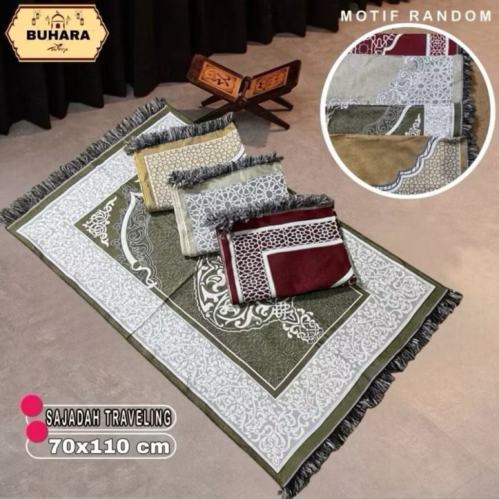 Grosir 10 Pcs Sajadah Travel Ukuran Jumbo 70x110cm Dewasa Bahan Katun Polyester|Oleh Oleh Haji Umroh
