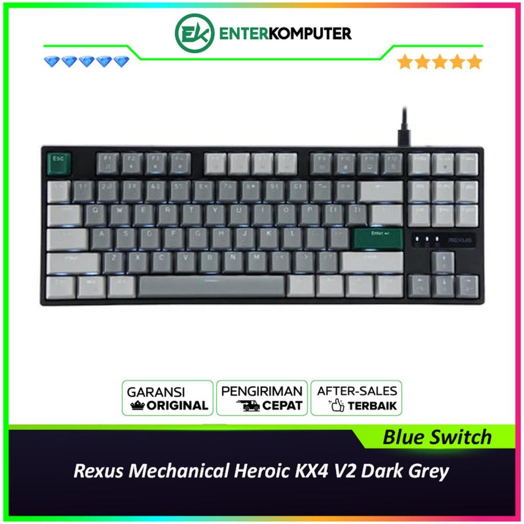 Jual Rexus Heroic KX4 V2 Keyboard Mechanical Dark Grey (Blue Switch ...