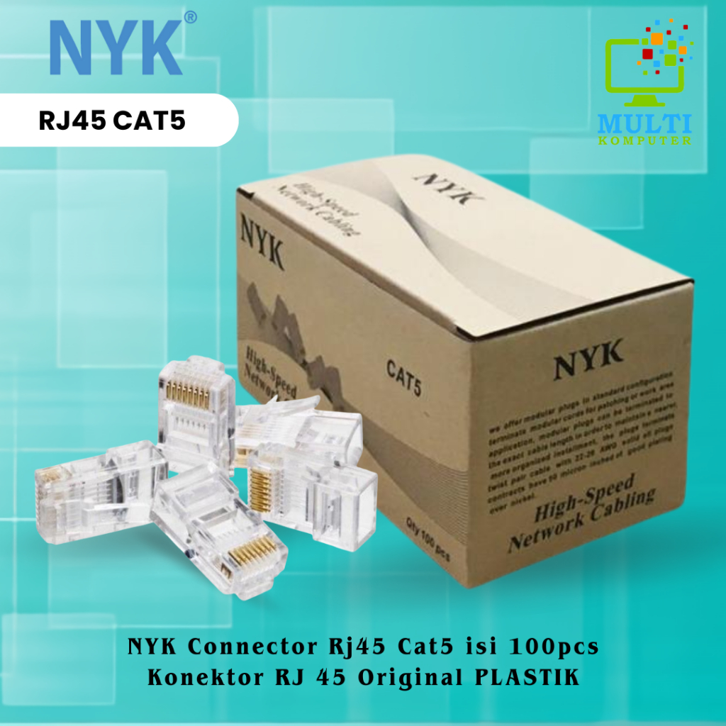 Jual Connector lan rj45 nyk cat 5 5e 100pc - Konektor rj-45 cat5 ...