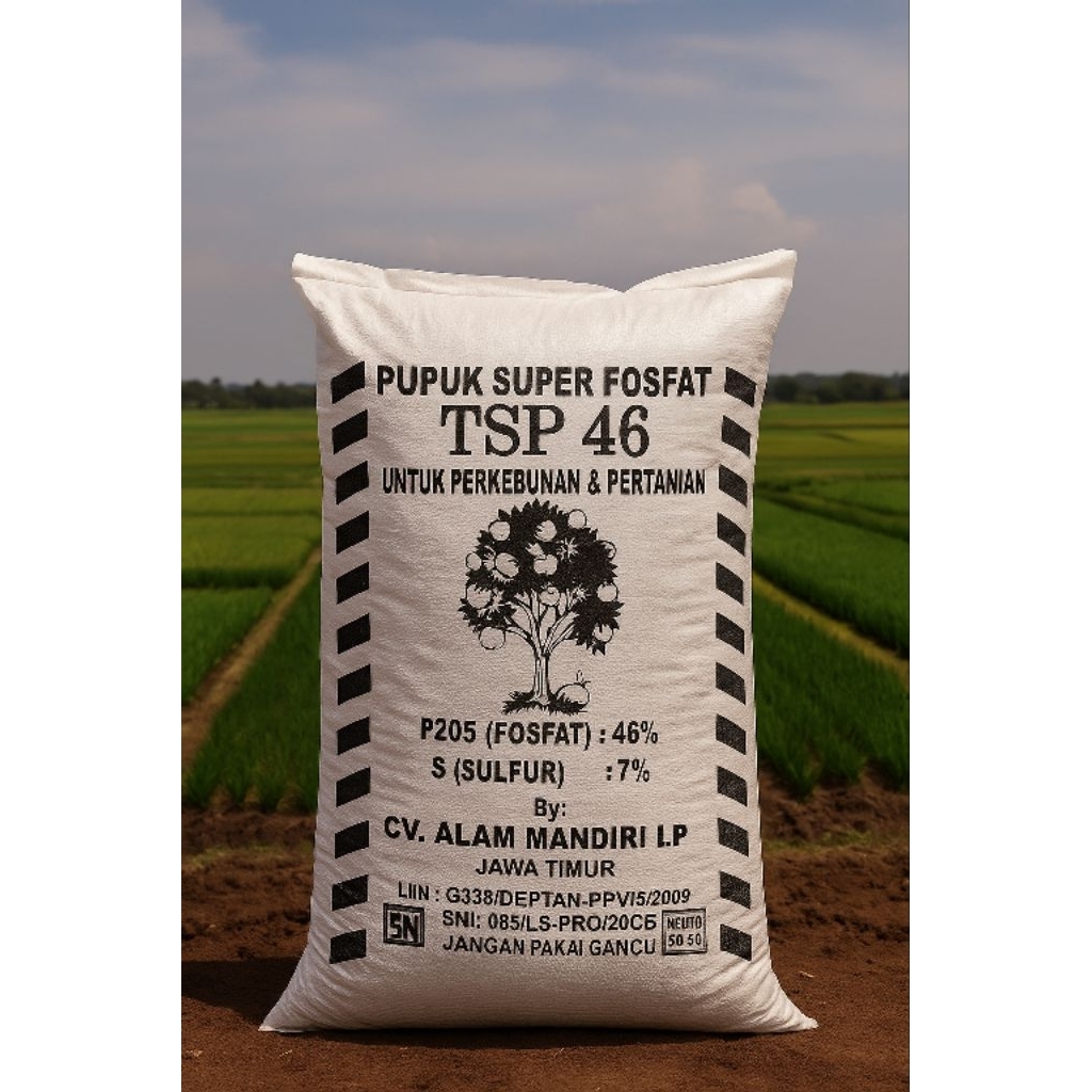 Pupuk TSP 46 Super Fosfat Asli Kemasan 1 Kg Pupuk Pertanian Perkebunan
