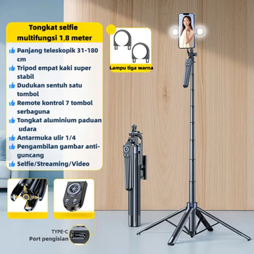 Tongkat Selfie Bluetooth R29 180cm Dengan Tripod Portabel Dan Remote Control Dilengkapi