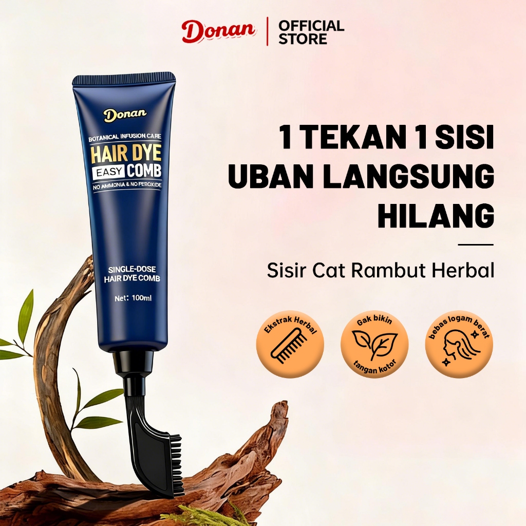 Jual Donan cat rambut sisir Pewarna Rambut Hitam Herbal Semir Rambut ...