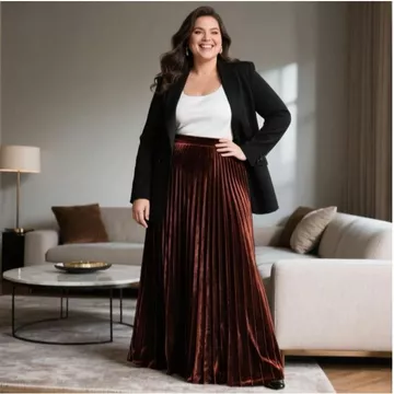 Rok Bludru Velvet Plisket Jumbo Big Size Skirt Premium Rok Panjang Wanita Dewasa Maxi Tebal XXL