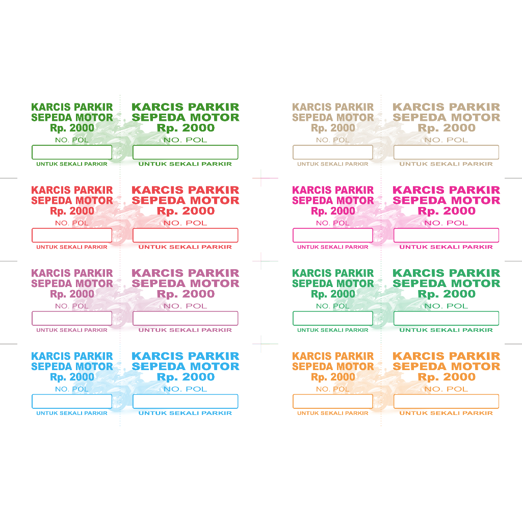 Jual Karcis Parkir Motor 2000 Warna - Warni murah | Shopee Indonesia