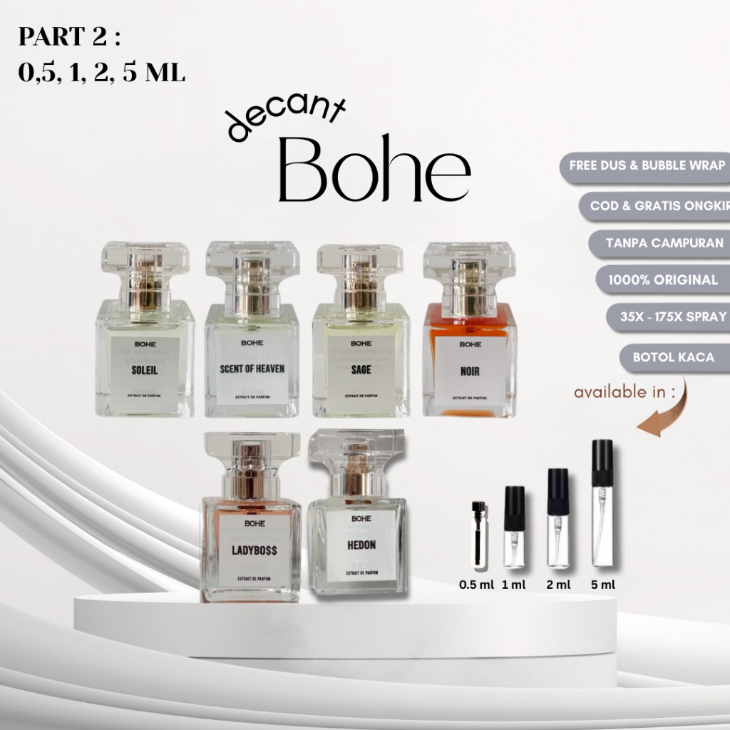 Jual Part 2 | FREEGIFT! | Decant Bohe All Variant | 0,5 ML / 1ML / 2ML ...