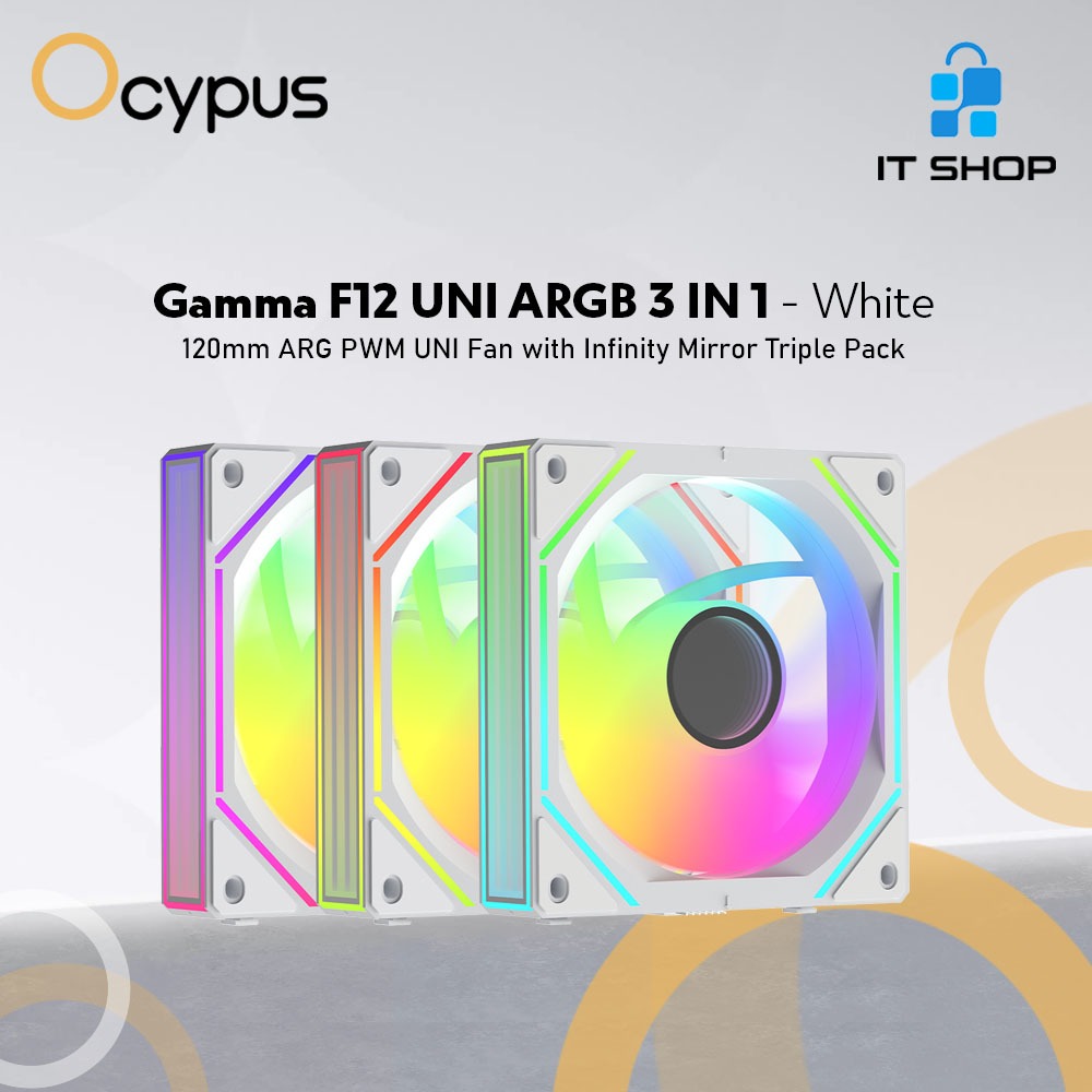 Jual OCYPUS Fan Case Gamma F12 UNI ARGB 3 IN 1 White | Shopee Indonesia