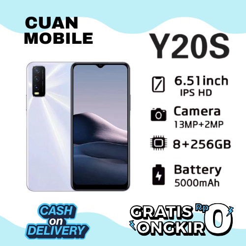 HP VIVO y20s 99% baru RAM 8/256GB 6.51 inches Smartphone 5000 mAh Dual SIM Garansi 1 tahun