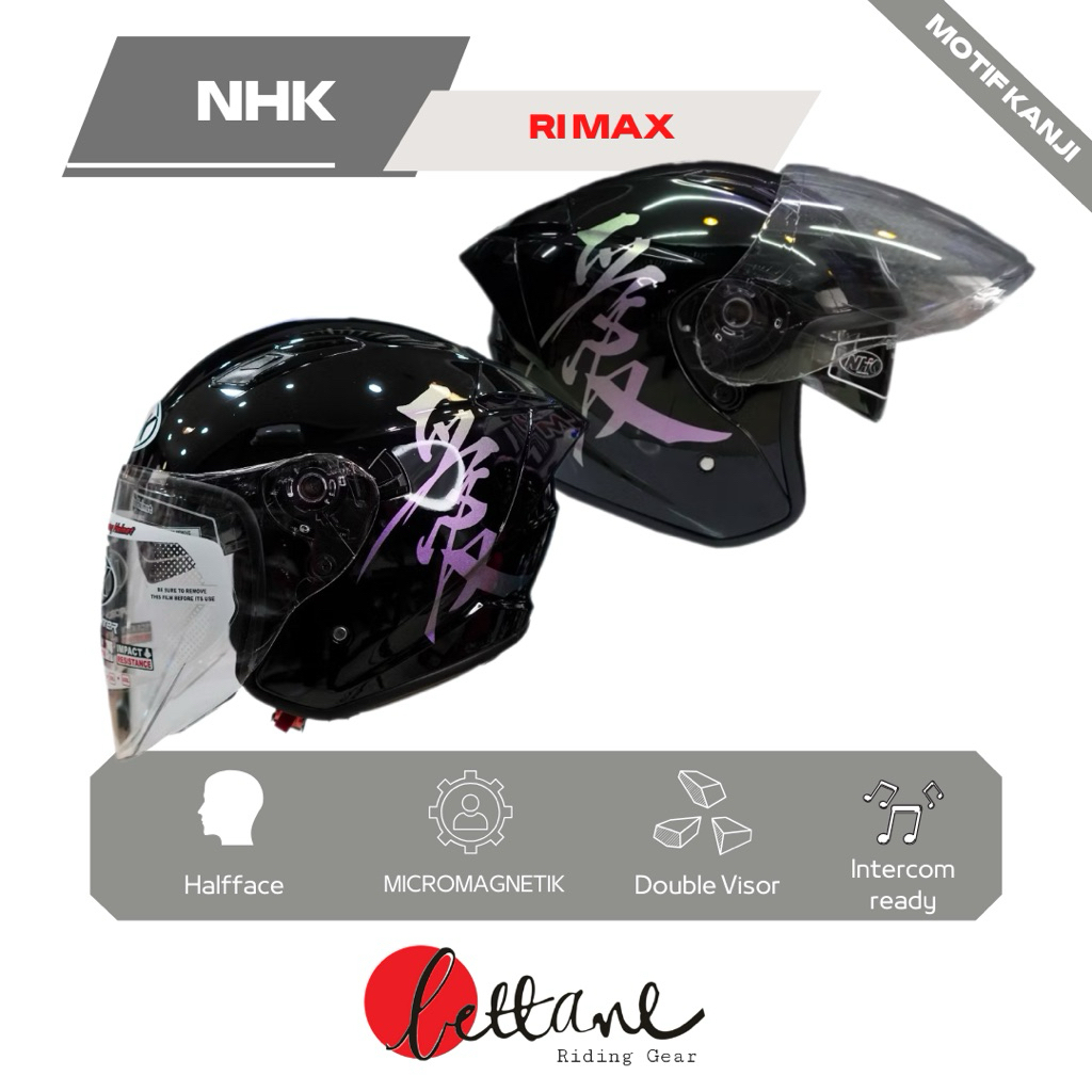 Jual NHK R1 MAX KANJI ORIGINAL | DOUBLE VISOR | HELM HALF FACE NHK R-1 ...