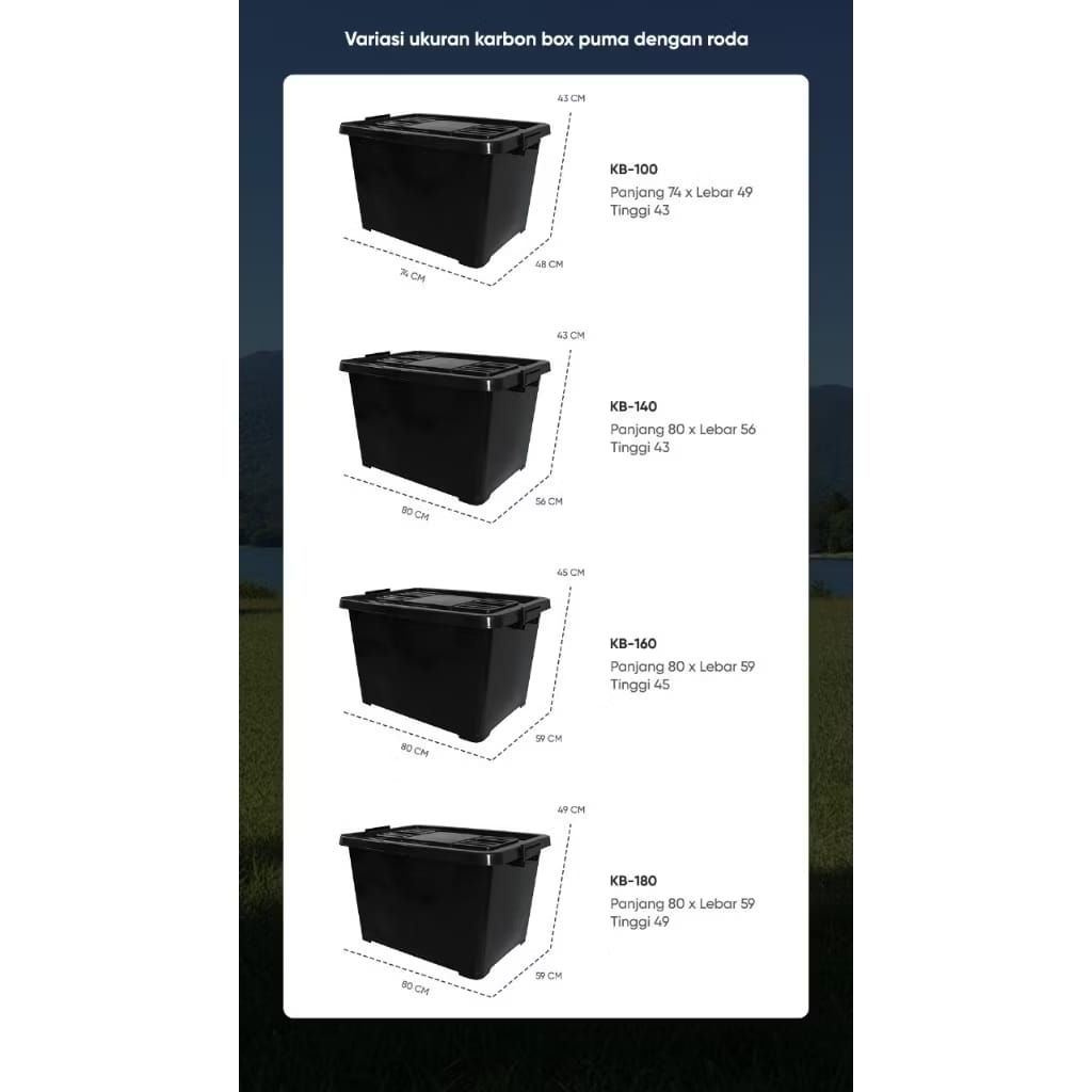 Jual Kontainer Box Plastik Container KARBON Box PUMA FULL HITAM JUMBO ...