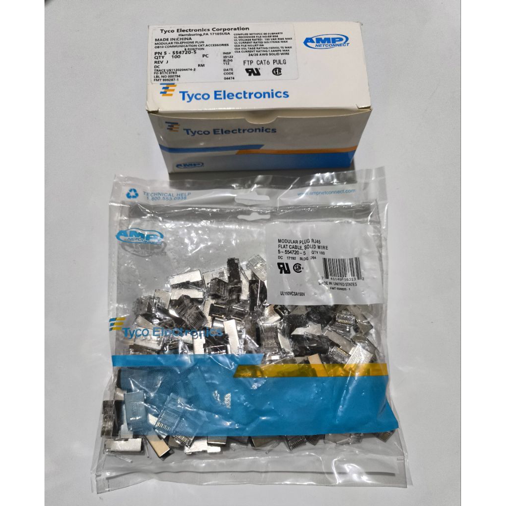 Jual RJ-45 AMP Cat6 Besi 1bungkus isi 100pcs - RJ45 Konektor Lan ...