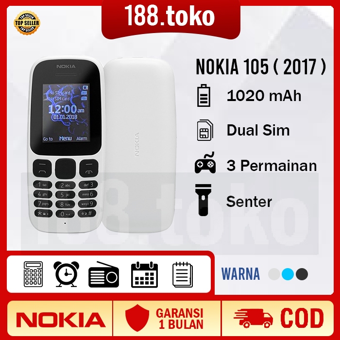 HP NOKIA 105 2017  garansi toko 1 Bulan Dual sim