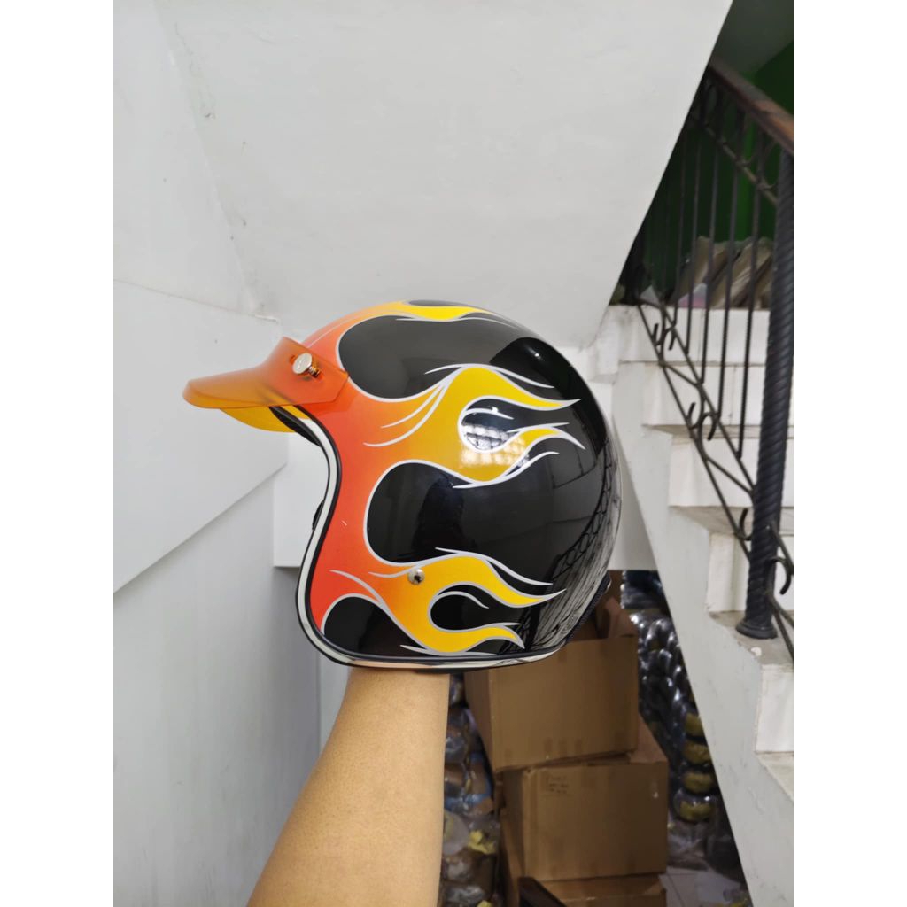 Jual HELM HALF FACE BOGO LIST CHROME API ALL VARIAN||SNI PENGENDARA ...