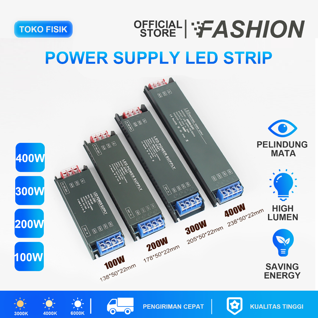 Jual Power Supply LED Strip 100W 200W 300W 12V/24V Slim Tipis AC/DC ...