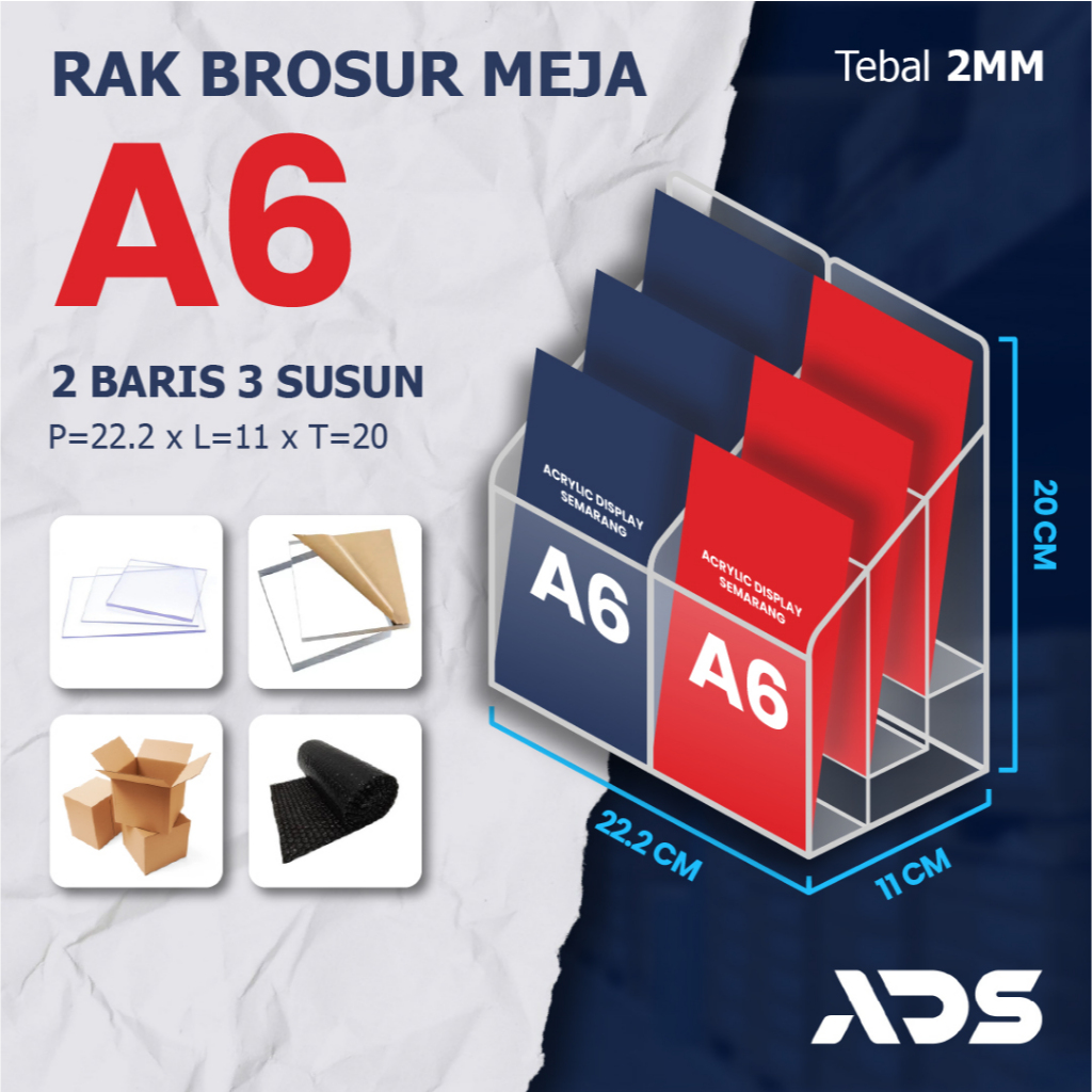 Jual Rak Brosur Akrilik A6 / Display Menu Meja / Stand Display Brosur ...