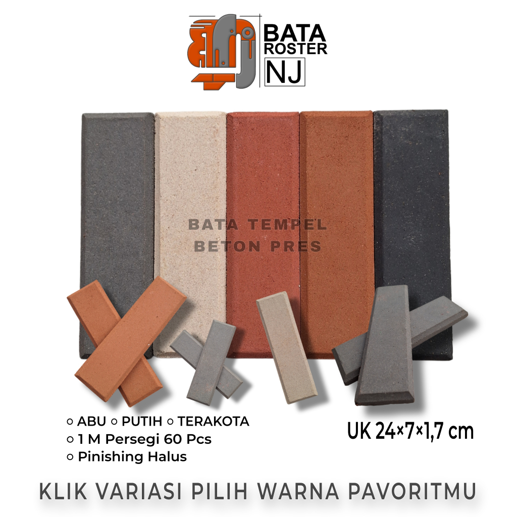 Jual BATA ROSTER NJ - Bata Tempel Beton 24 x 7 x 1,7 Cm, Warna | Putih ...