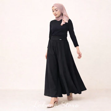 Kulot Lebar Sakura Polos Karet Belakang Kulot Payung Bahan Jatuh Big Size Bawahan Wanita Casual
