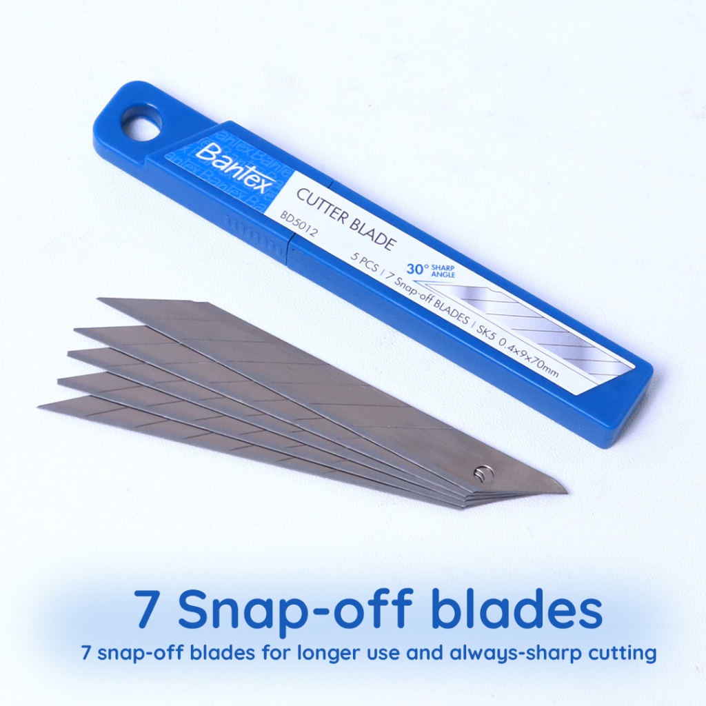 Bantex Refill Cutter Blade Isi Pisau Pemotong 5 Pcs Sudut Tajam Material SK4 / SK5 (4)