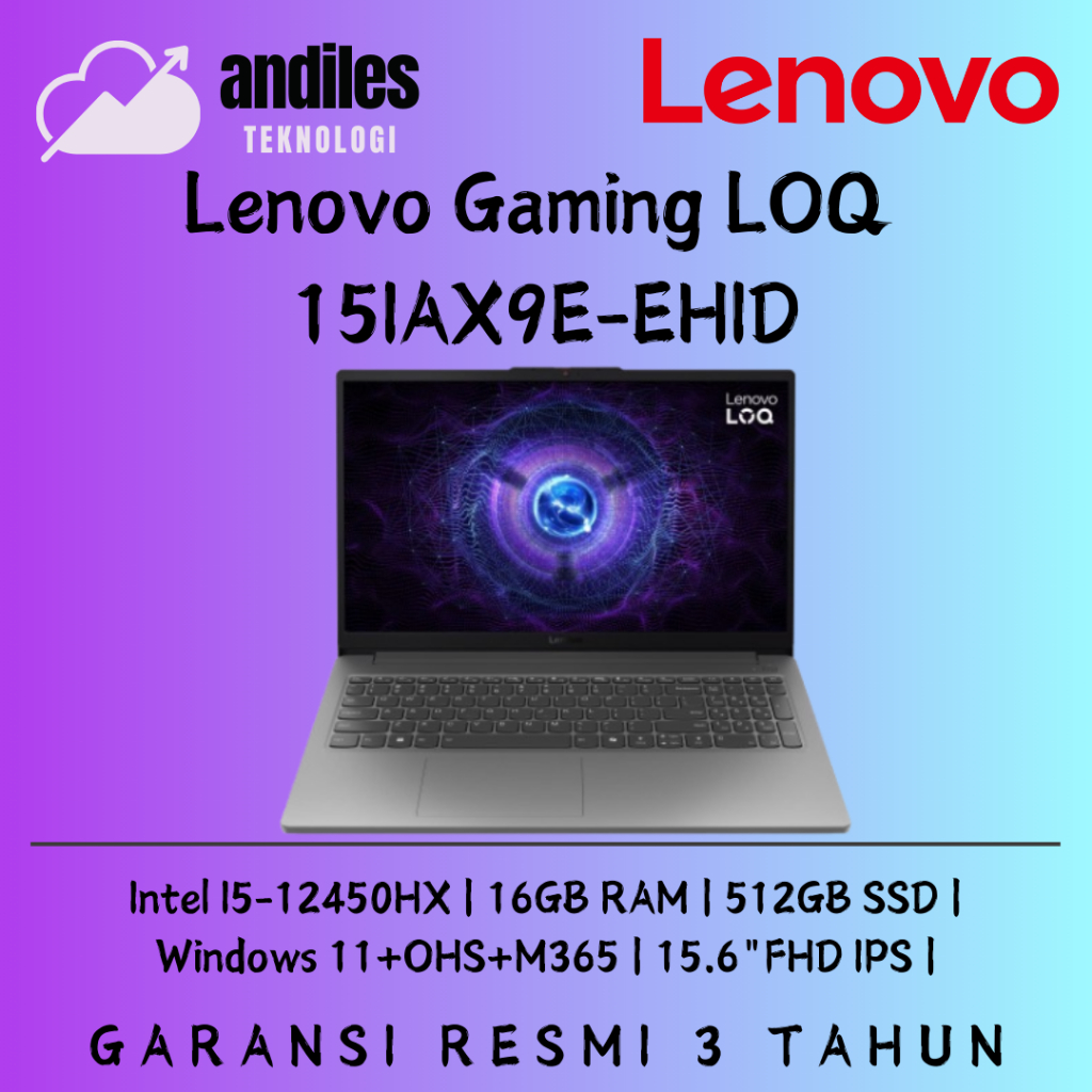 Jual Lenovo Gaming LOQ 15IAX9E-EHID Core i5-12450HX 16GB NVME 512GB ...