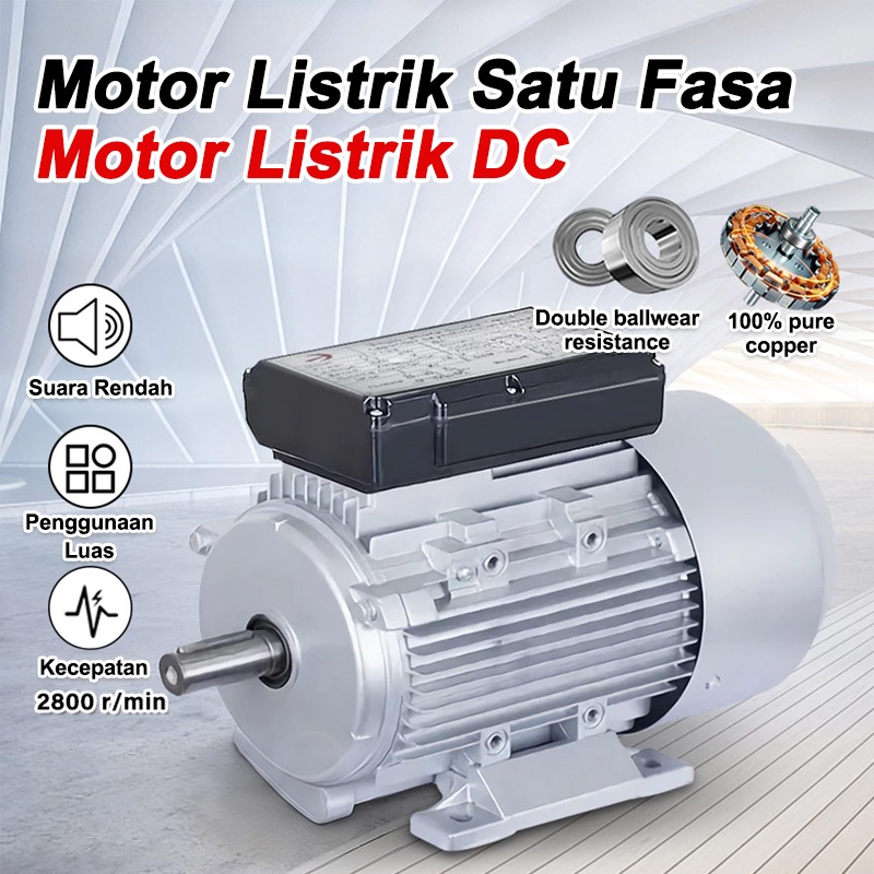 Motor Listrik Industri 1 Phase 2200W (3HP) 220V - Motor Induksi Gulungan Tembaga Penuh, Daya Tinggi dan Tahan Lama