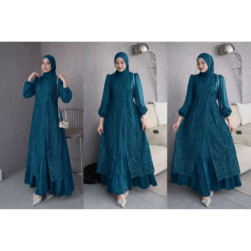 Jual Gamis pesta Olivia pesta terbaru brokat tile valvet Premium gaun ...