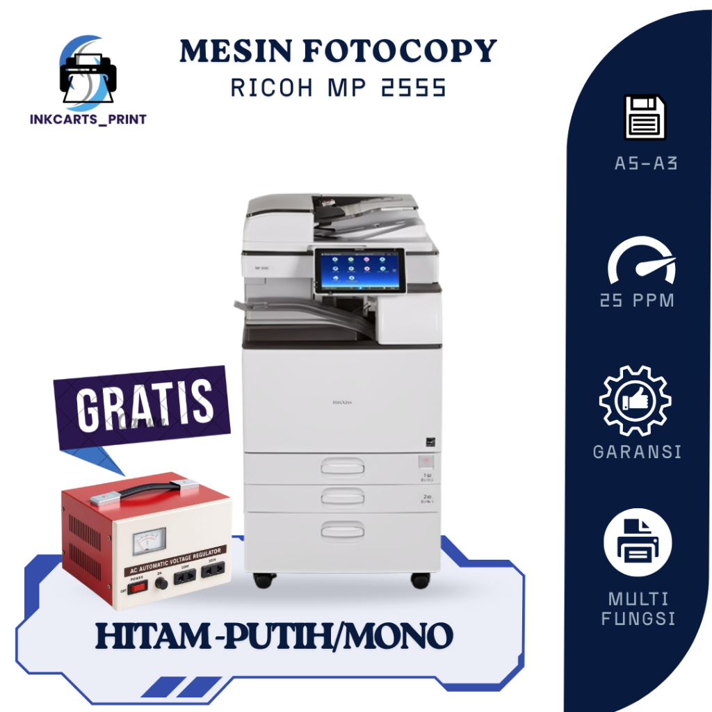 Jual Mesin Fotocopy Ricoh MP2555 A3 Hitam Putih Gratis Stabilizer ...