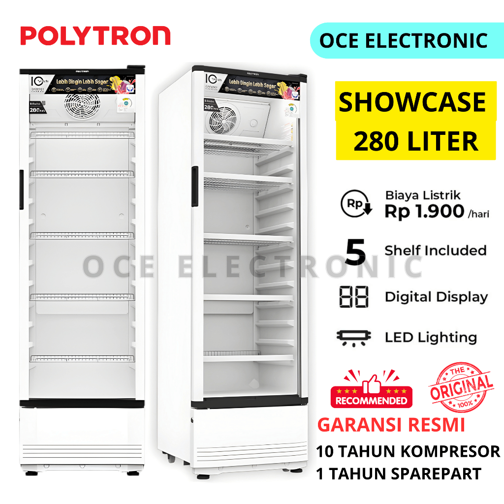 Jual SHOWCASE POLYTRON SCN-280 280 LITER 5 RAK FASTCOOL [GARANSI RESMI ...