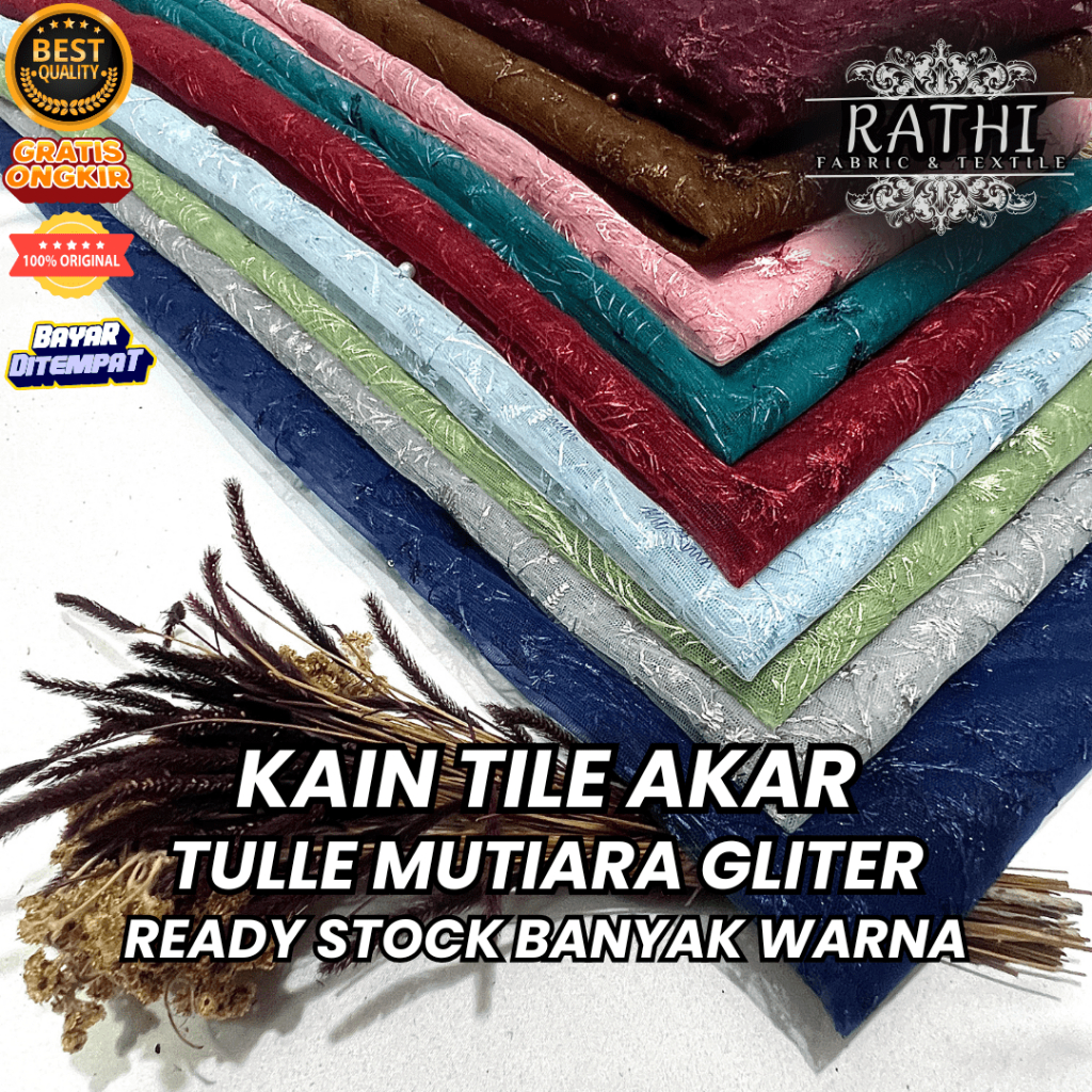 Jual Kain Tile Akar Mutiara Gliter Premium Meteran – Bahan Kebaya ...