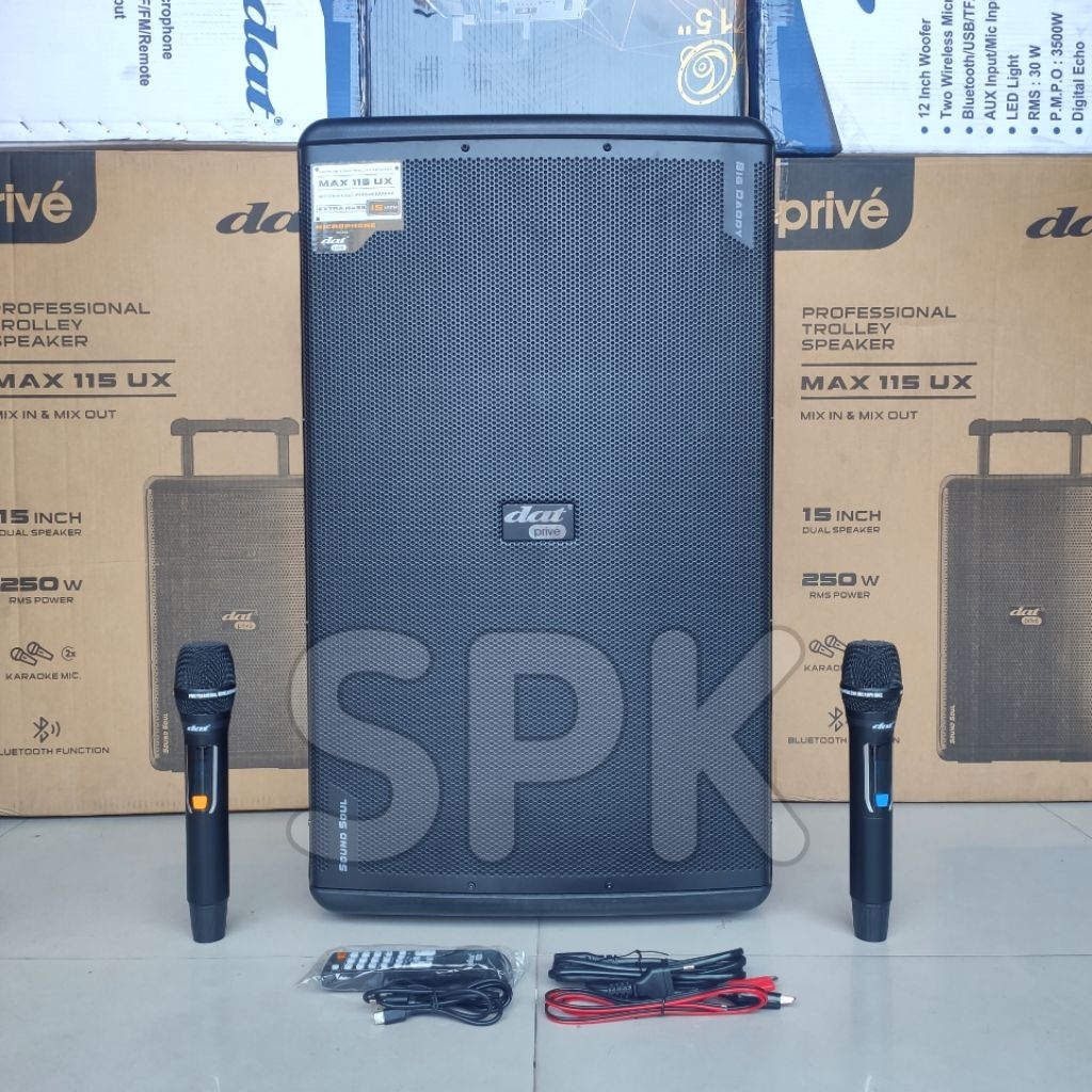 Jual Speaker Portable DAT MAX 115 UX 15 inch 2 Mic Wireless | Shopee ...