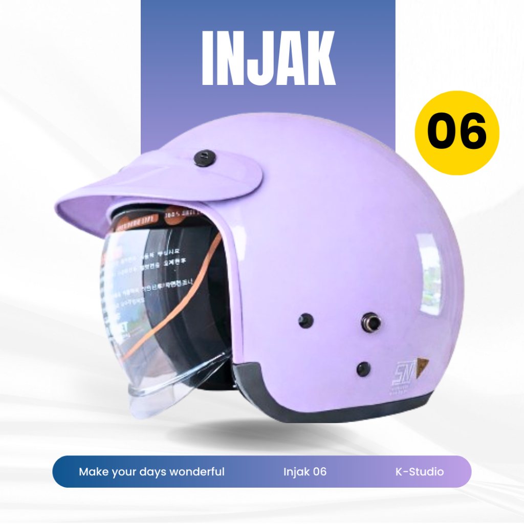Jual Helm Injak 06 Kaca Dalam Bogo Half Face - Visor Anti UV, SNI ...