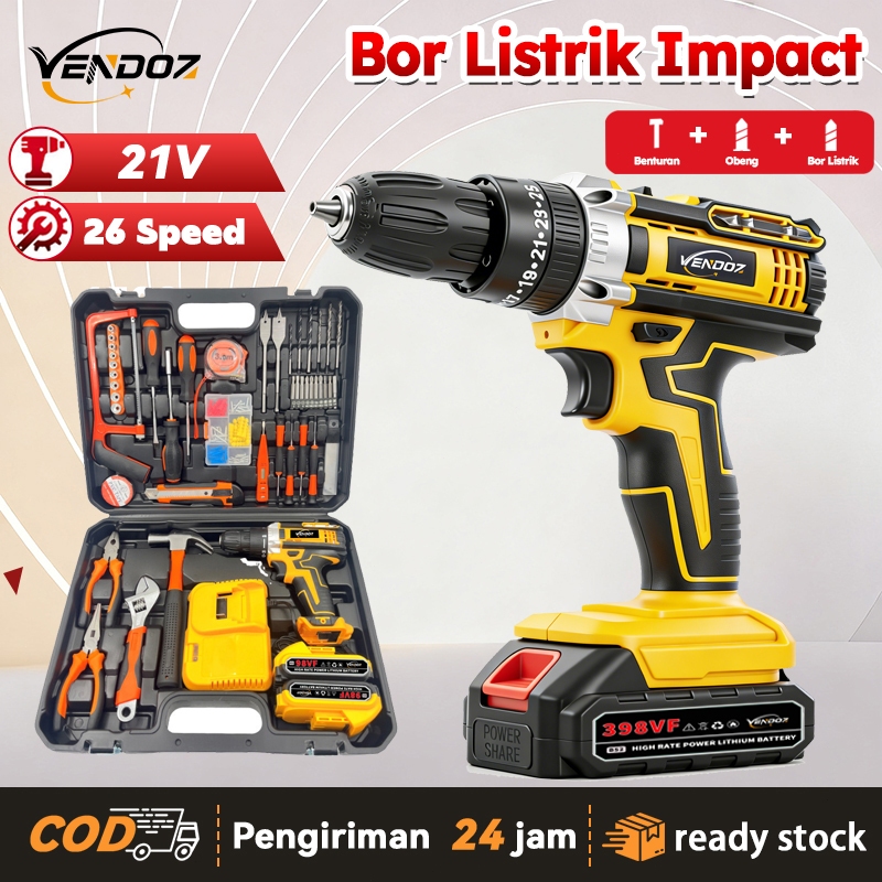 Jual Mesin Bor Baterai Bor Impact Set Cordless Baterai Multifungsi ...