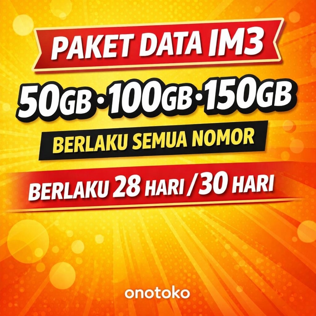 Jual Paket Data im3 50gb, 100gb, 150gb 28 hari/30 hari berlaku nasional ...