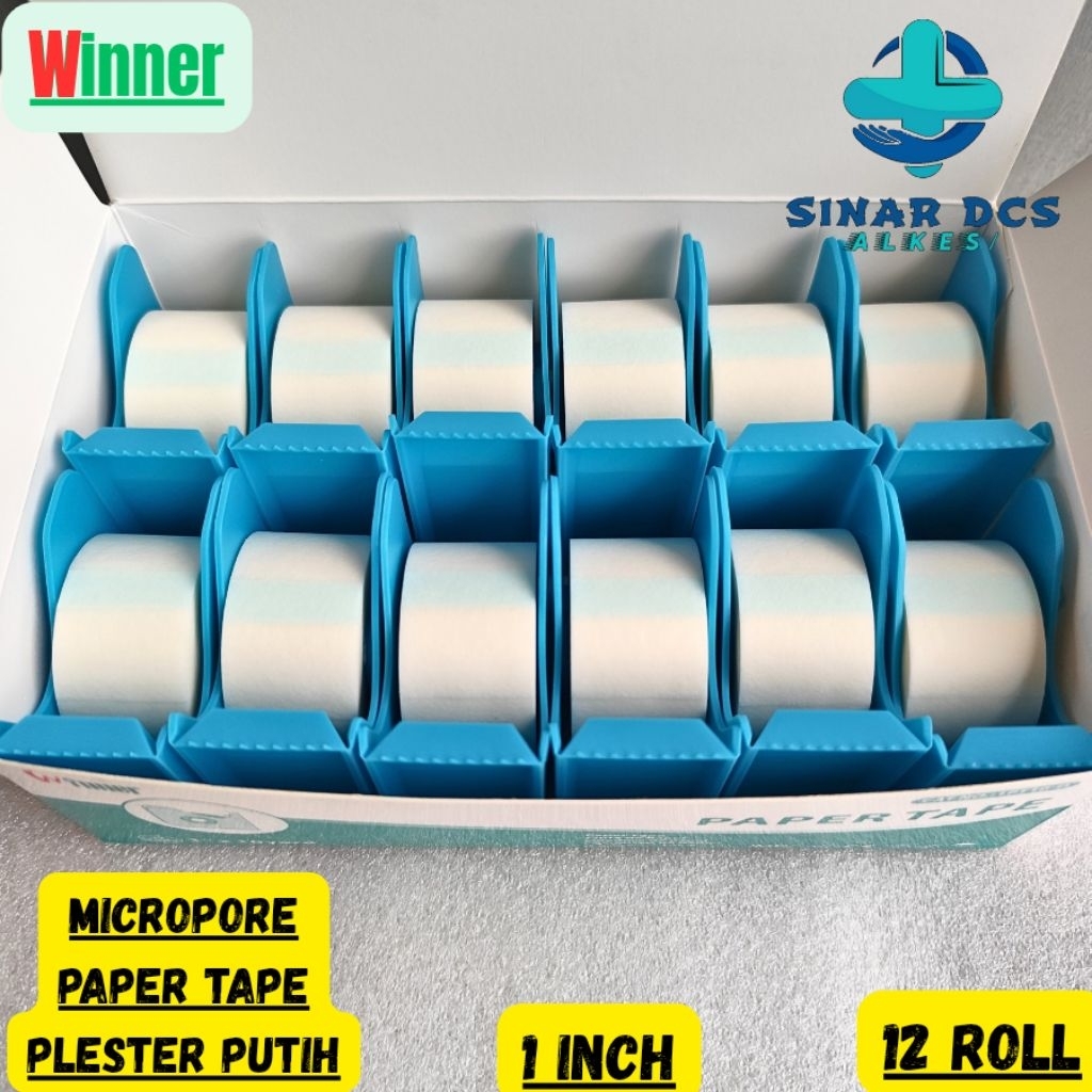 Jual Winner Micropore 1 inch Per Box isi 12 Roll. Paper Tape Winner 1 ...