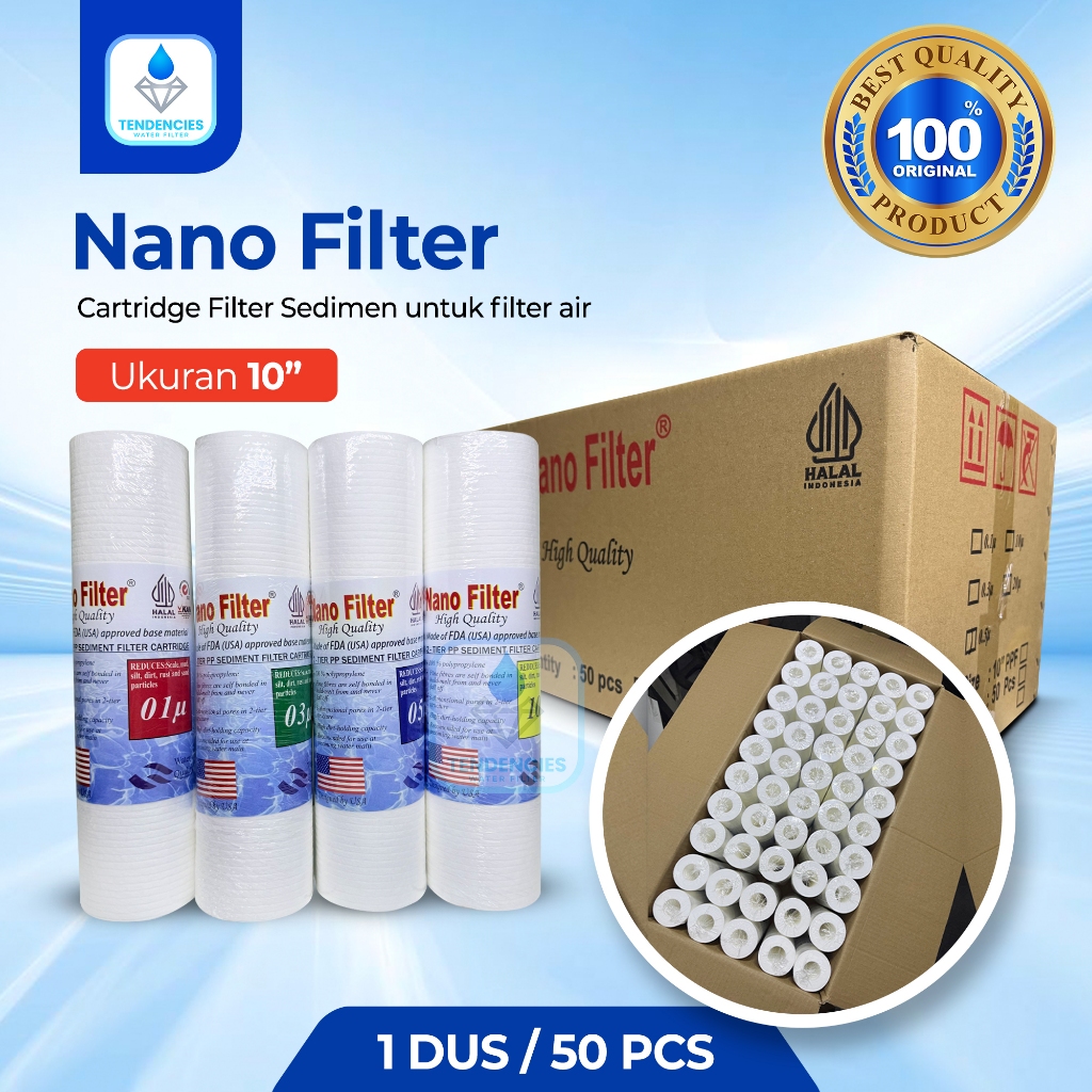 Jual Sedimen NANO Filter 10 Inch 1DUS 50PCS Cartridge Filter Air RO ...