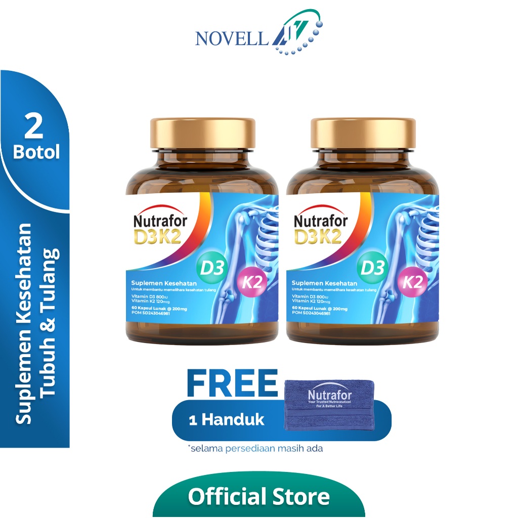Jual Nutrafor D3K2 - Beli 2 Botol Free 1 Handuk – Suplemen untuk ...