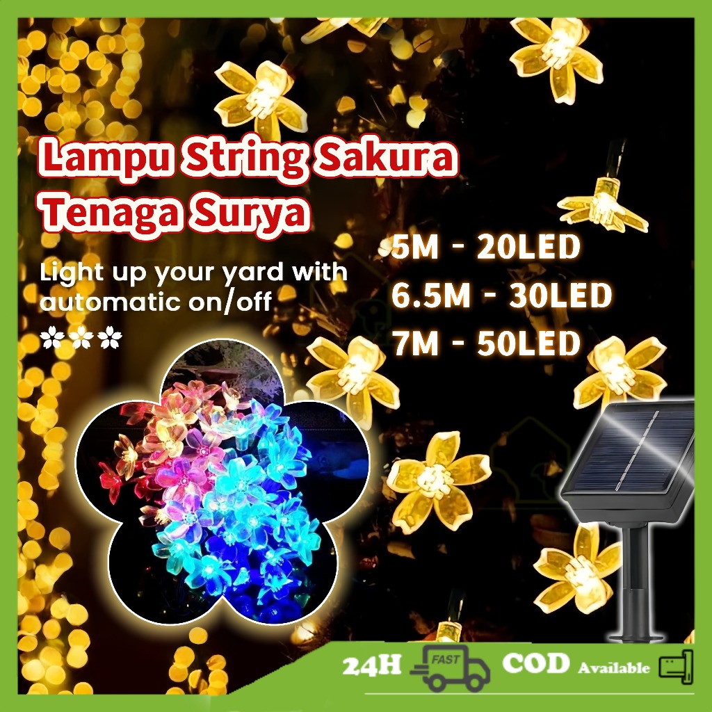Jual COD 7M/50 Lampu String Surya LED Bunga-bunga Tahan Air Lampu ...