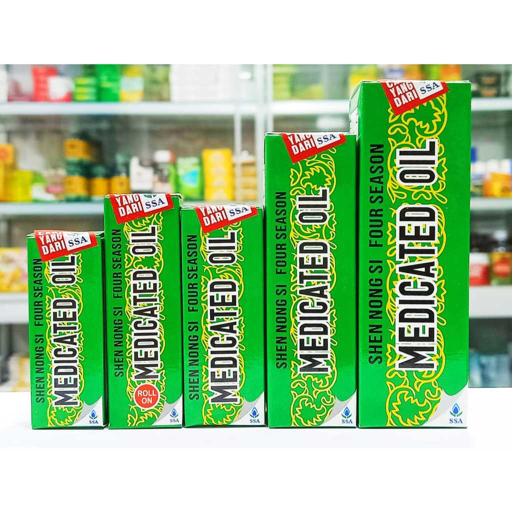SHEN NONG SI FOUR SEASON (MEDICATED OIL KLASIK/HIJAU ALL SIZE) - MEREDAKAN KEMBUNG DAN MASUK ANGIN