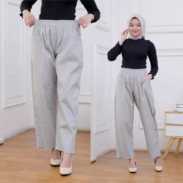 Kanaya Celana Kulot Panjang Wanita Korean Loong Pants Jumbo Bahan Katun Twill Pinggang Full