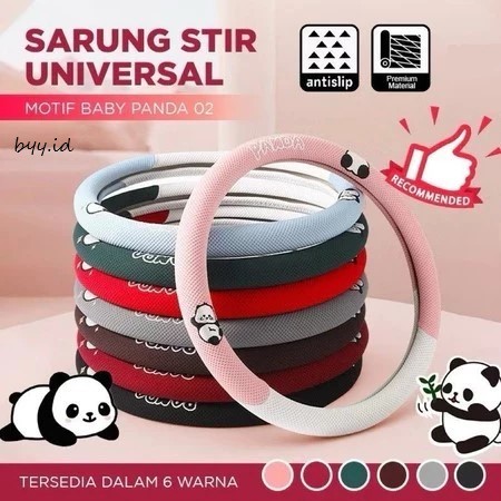 Sarung Stir Mobil PREMIUM QUALITY 010 Motif Panda 02 / Sarung Stir Mobil Universal Model Full Bulat Motif Panda 02