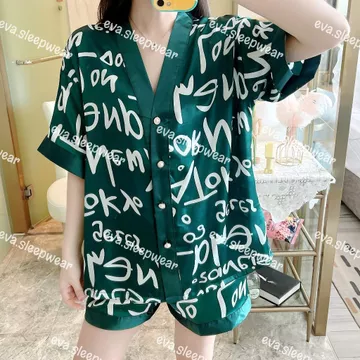 Pendek Setelan Baju Tidur Piyama Wanita Dewasa Satin Premium Lengan Pendek Celana Pendek 003