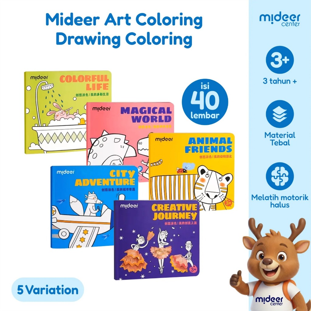 Jual Mideer Buku Gambar Mewarnai - Drawing Coloring book kartun | Buku ...