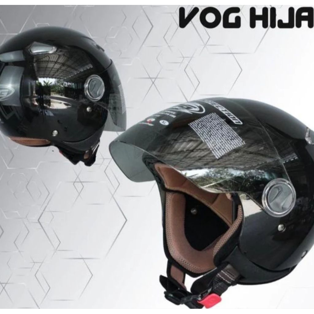 Jual VOG HIJA Helm Motor Open Face dengan Visor Kaca dan Desain Stylish ...
