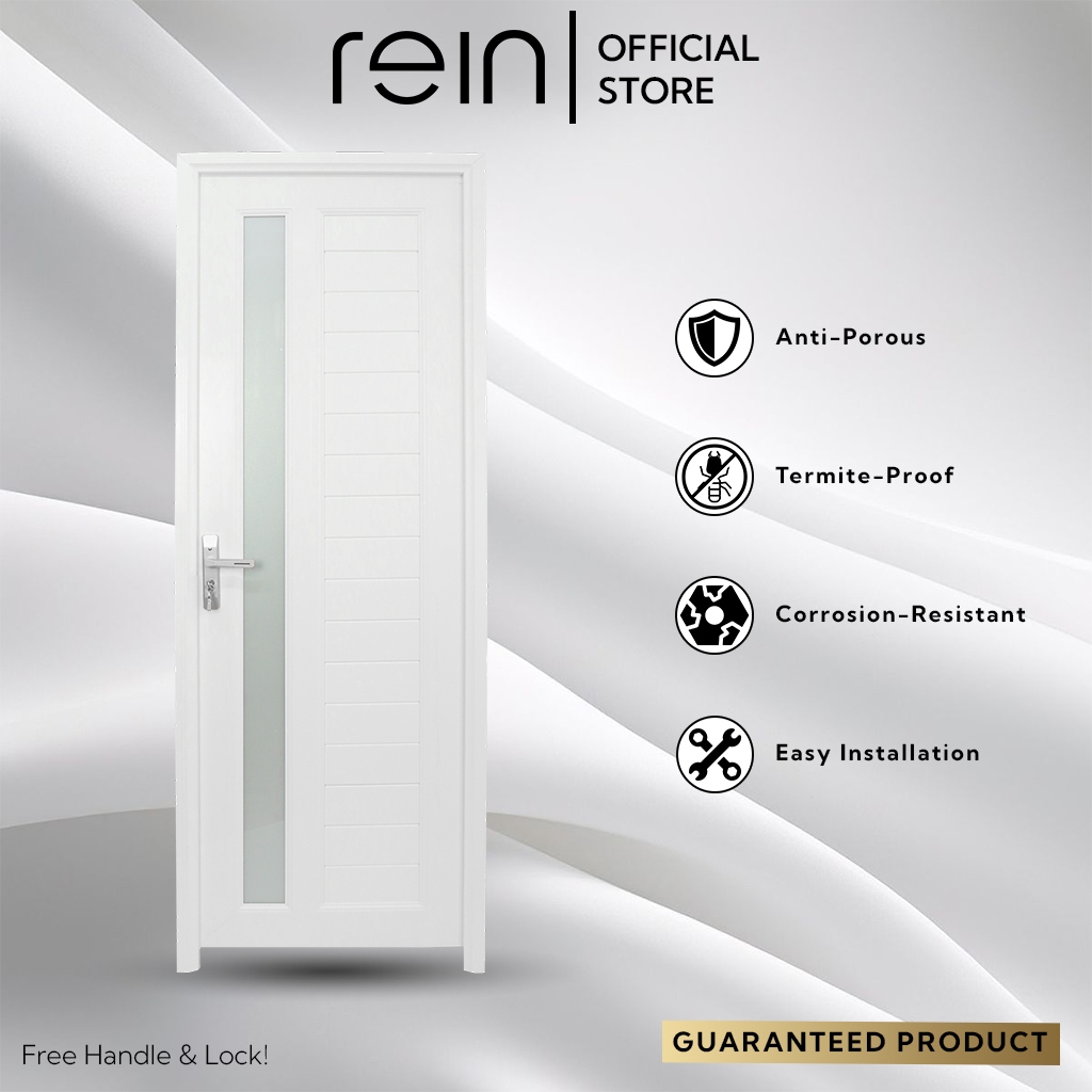 Rein Pintu Kamar Mandi WC Toilet UPVC Kaca Ukuran 70x200 UP-02 Putih