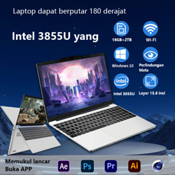 Terbaru laptop intel windows10 3855U 16gb ram+2TB ssd office laptop gaming garansi windows10 original 15.6 Inch Laptop murah